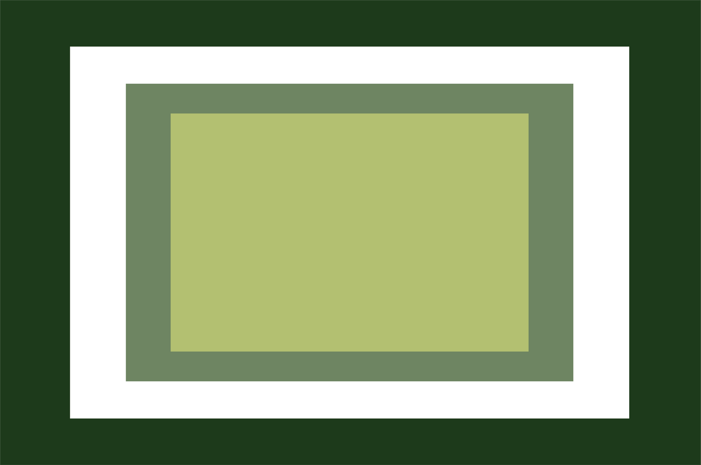refined placemat, rectangular green rug with a white border on a green background