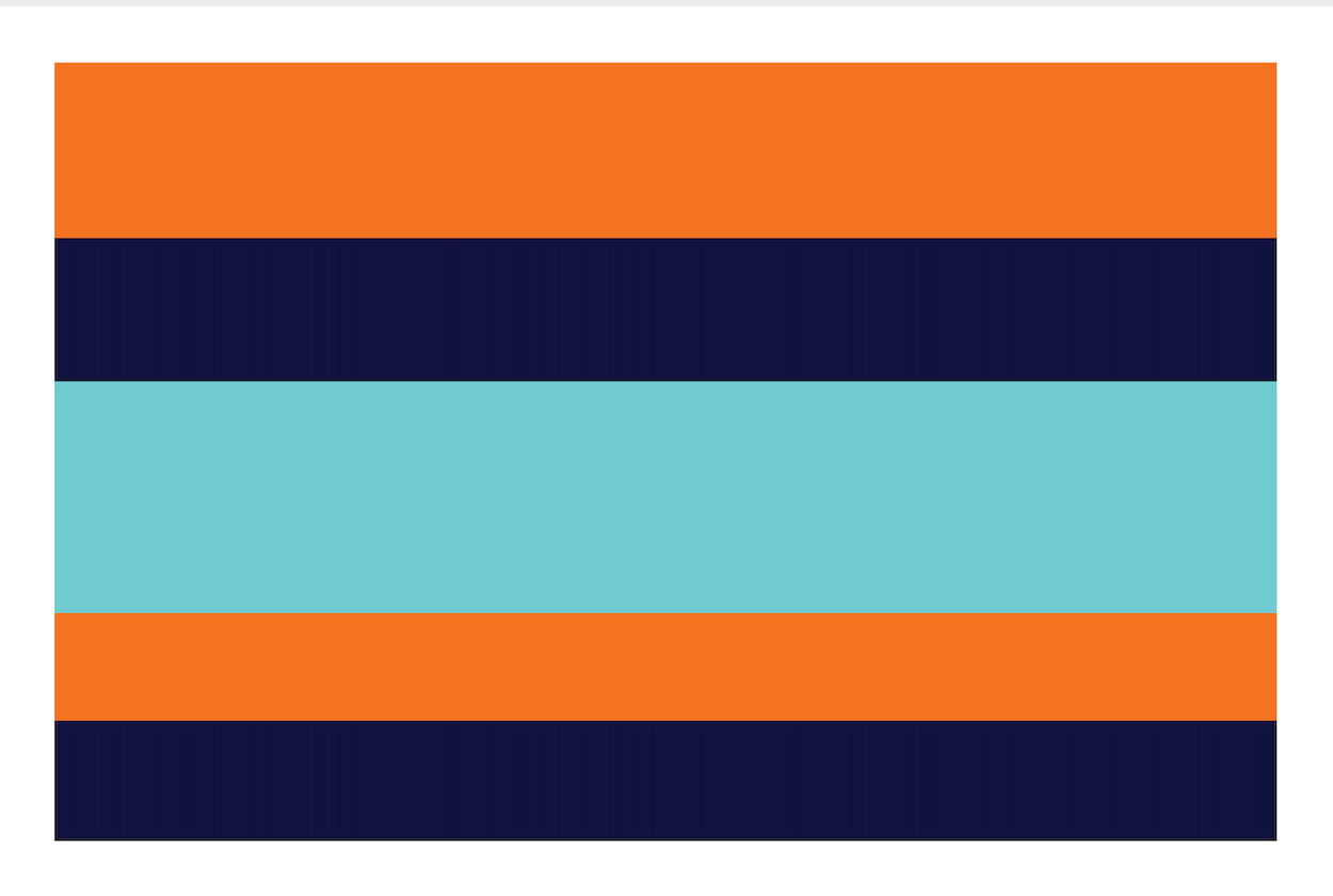 Colorful striped pattern with orange, blue, and navy bars on a white background