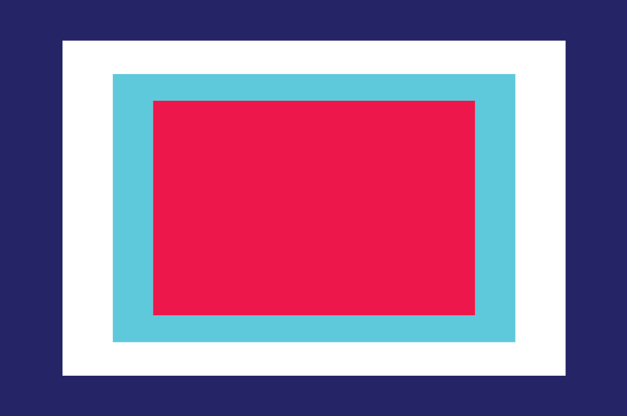 Rectangular red area with blue border on a white background
