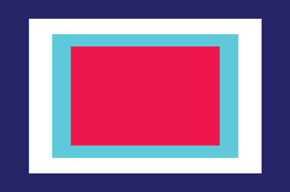 Rectangular red area with blue border on a white background