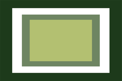  refined placemat, rectangular green rug with a white border on a green background