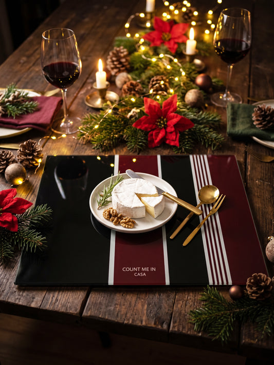 Burgundy Glass Chopping Board – Christmas Edition