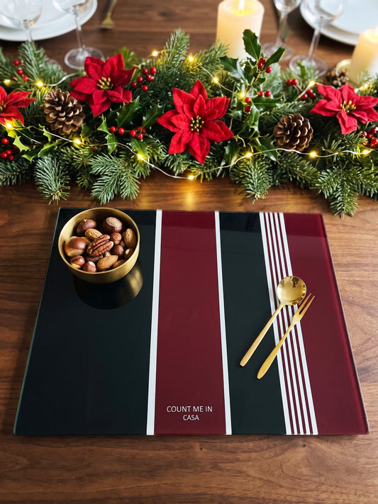 Burgundy Glass Chopping Board – Christmas Edition