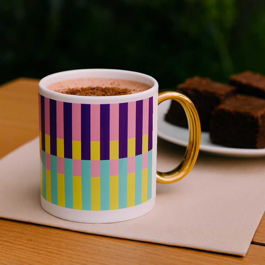 Exclusive design, designed in the UK, Count Me In Casa ceramic mug, Top quality 11oz ceramic Durham mug with gold handle, 100% dishwasher safe - tested for durability and long-term use, premium touch, 12cm, Diameter: 8.2cm x Height: 9.5cm