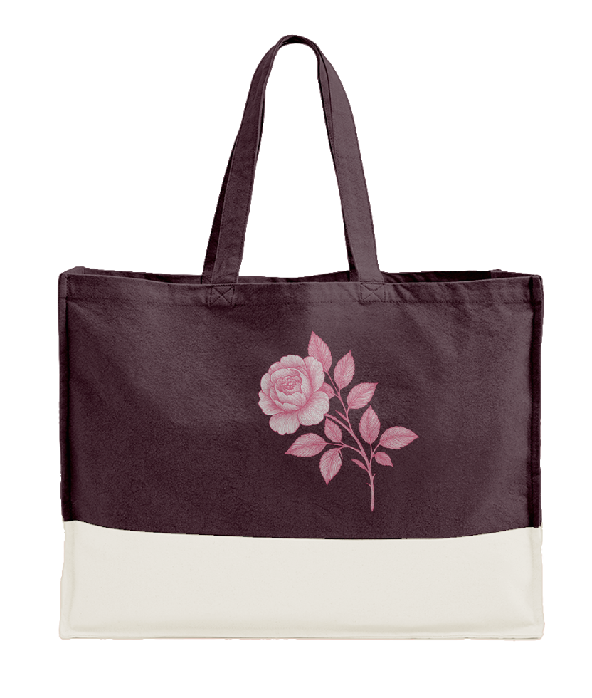 Dark Purple Peony Organic Cotton Shopping Bag