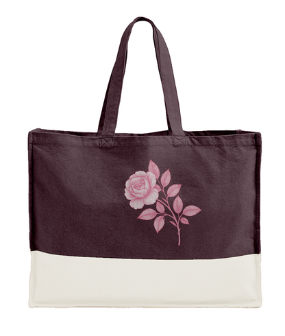 Dark Purple Peony Organic Cotton Shopping Bag